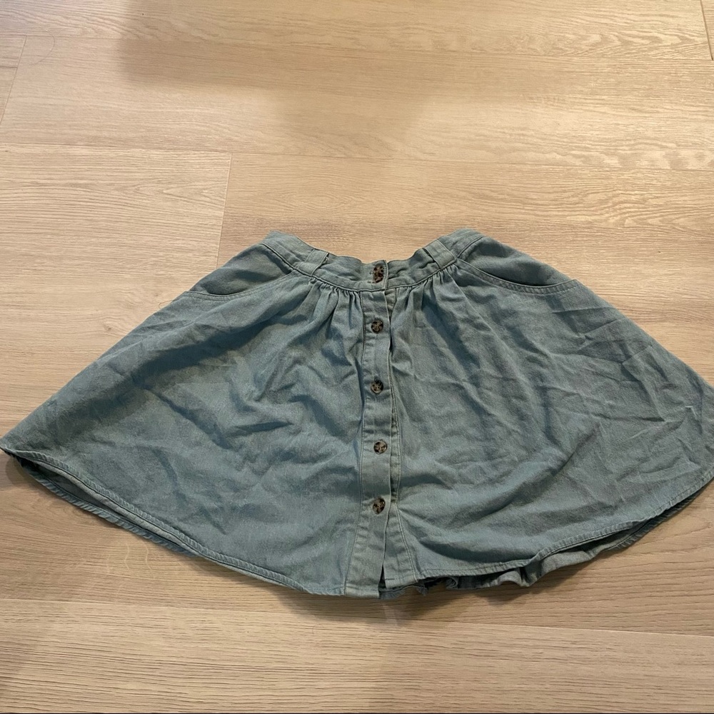 Tobi | Front button chambray skirt
